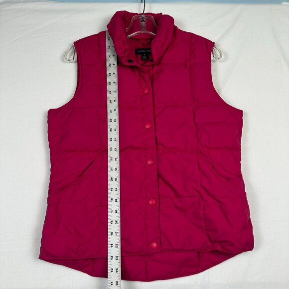 Land's End Women's S 6-8 Down Puffer Vest Hot Pink Nylon Quilted Snap Warm - Picture 4 of 8